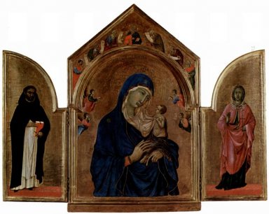 London Triptych Madonna med änglar och profeter 1305