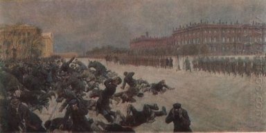 Bloody Sunday. Shooting workers near the Winter Palace January 9