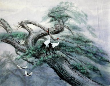 Kraanvogel-Pine - Chinees schilderij