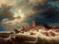 Stormy sea with ship wreck