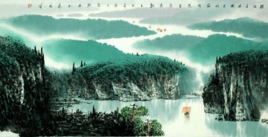 Montagnes, rivière - peinture chinoise