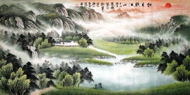 Montanhas, rio - pintura chinesa