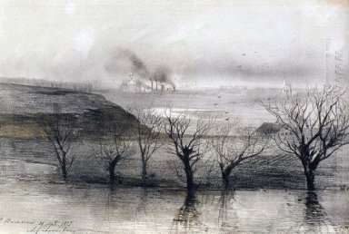 Landschap het dorp volyn 1887