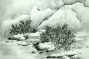 Горы, зима - китайской живописи