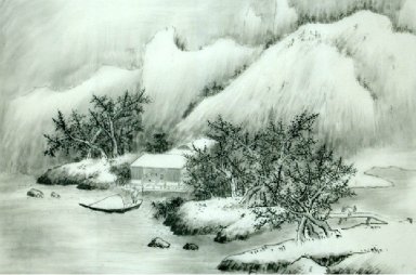 Montagnes, hiver - peinture chinoise