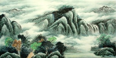 Paesaggio con cascata - Pittura cinese