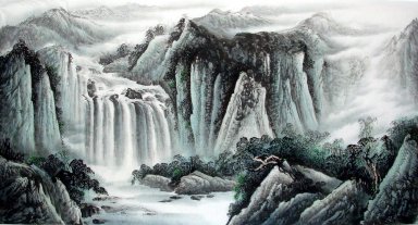 Waterfall - Lukisan Cina