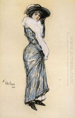 Portret van Een Vrouw met Blauwe jurk