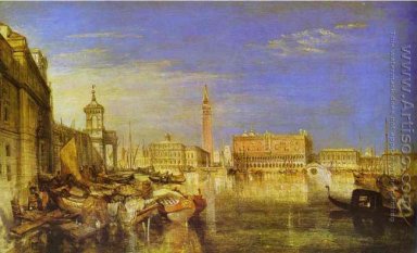brug Tekenen, Hertogelijk Paleis en Custom-House , Venice_ Canal