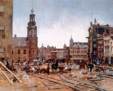 Work In Progress On Muntplein In Amsterdam