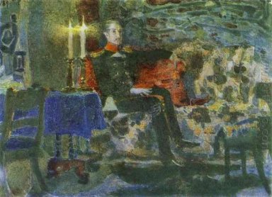 Portrait d\'un Pechorin d\'officier sur un canapé 1889