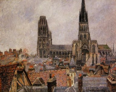 I tetti della vecchia Rouen tempo grigio 1896