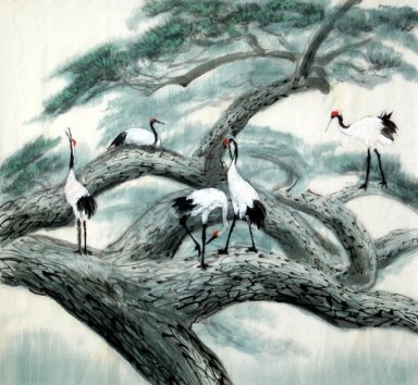 Pine-Crane - Pittura cinese