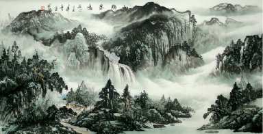 Landschaft mit Wasserfall - Chinesische Malerei