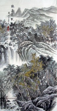 Waterfall - Lukisan Cina