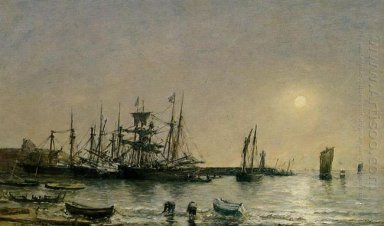Portrieux Barcos en el ancla en el puerto 1873