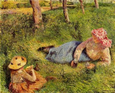 el niño y el joven campesino merienda en reposo 1882