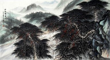 Montagne ed alberi - Pittura cinese