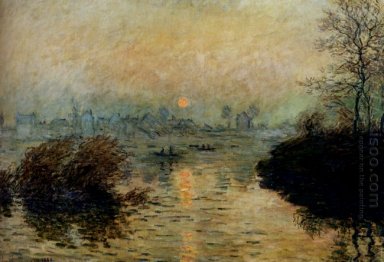 Sun ajusta-se sobre o Seine em Lavacourt Inverno Efeito 1880