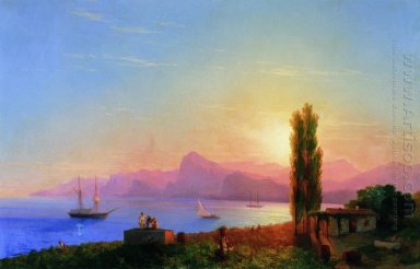 Zonsondergang Aan Zee 1856