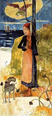 Juana de arco o breton chica girando 1889
