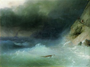 La tempête près des rochers 1875