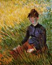 Kvinnan sitter i gräset 1887