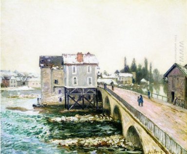 le pont et les moulins de l\'effet de moret hiver 1890