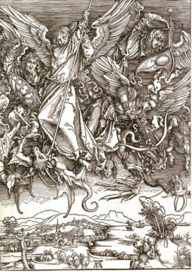 St michael en de draak van het latijnse editie 1511