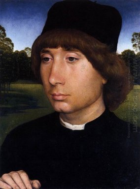 Портрет молодого человека перед Пейзаж