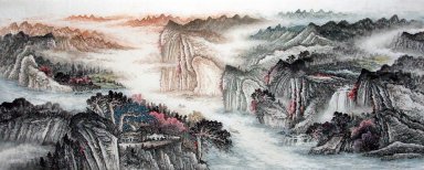 Bergen en water - Chinees schilderij