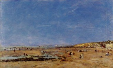 Trouville panorama över stranden 1890