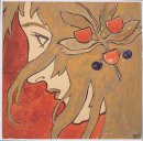 Profile Of A Girl Preparatory Work For A Decorative Stain In Red