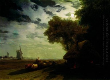 Ukraina Landscape Dengan Chumaks Dalam Moonlight 1869