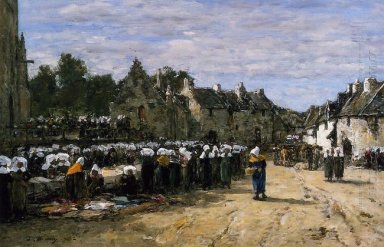 El mercado en Landenneau 1870