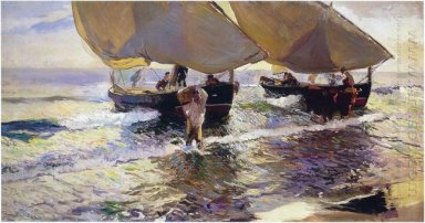 L\'arrivo delle barche 1907