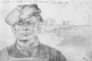 Ritratto di Caspar torre e un paesaggio fluviale 1520