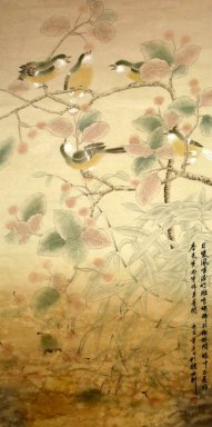 Brids et fruits - peinture chinoise