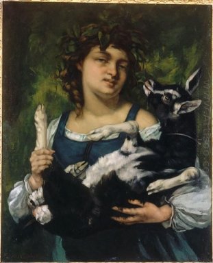 Le Village Girl With A Goatling 1860