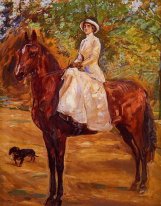 Lady in White Dress on Horseback Riding