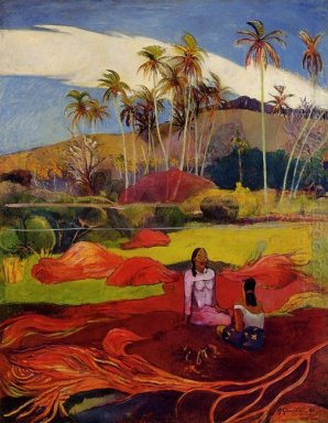 Tahitian kvinnor under palm 1892