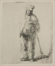 Ein Ragged Bauern mit seinen Händen hinter ihm 1635