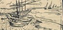 Vissersboten op het strand 1888
