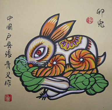 Zodiac&Konijn - Chinees schilderij