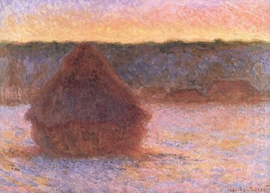 Meules de foin au coucher du soleil Frosty Météo 1891
