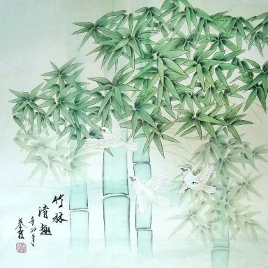 Bamboo & Birds - Pittura cinese