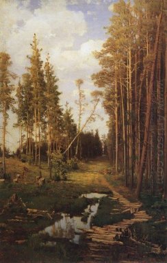 claro en un bosque de pinos 1883