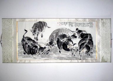 Koeien - ingebouwd - Chinees schilderij