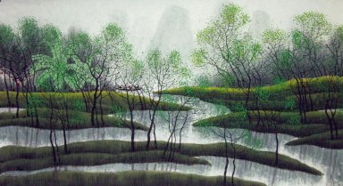 Bomen, river - Chinees schilderij