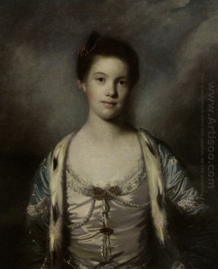 Retrato de Bridget Moris en un vestido de seda blanca